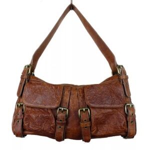 Y2K Kooba Jessie brown leather shoulder bag 4 magnetic pockets gold accents